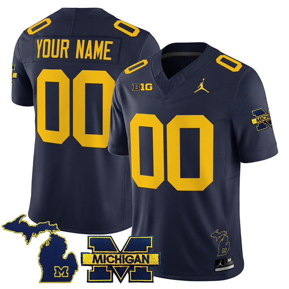Men's Michigan Wolverines ACTIVE PLAYER Custom Navy F.U.S.E. 2025 Vapor Limited Stitched Football Jersey